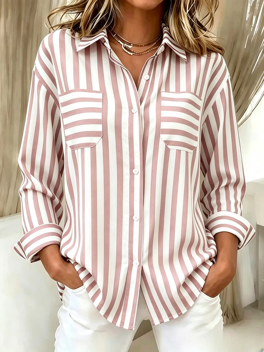 Women's Casual Striped Long Sleeved Shirt