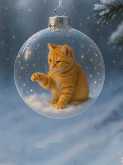 Cute Cat Christmas Glass Ornaments Collection