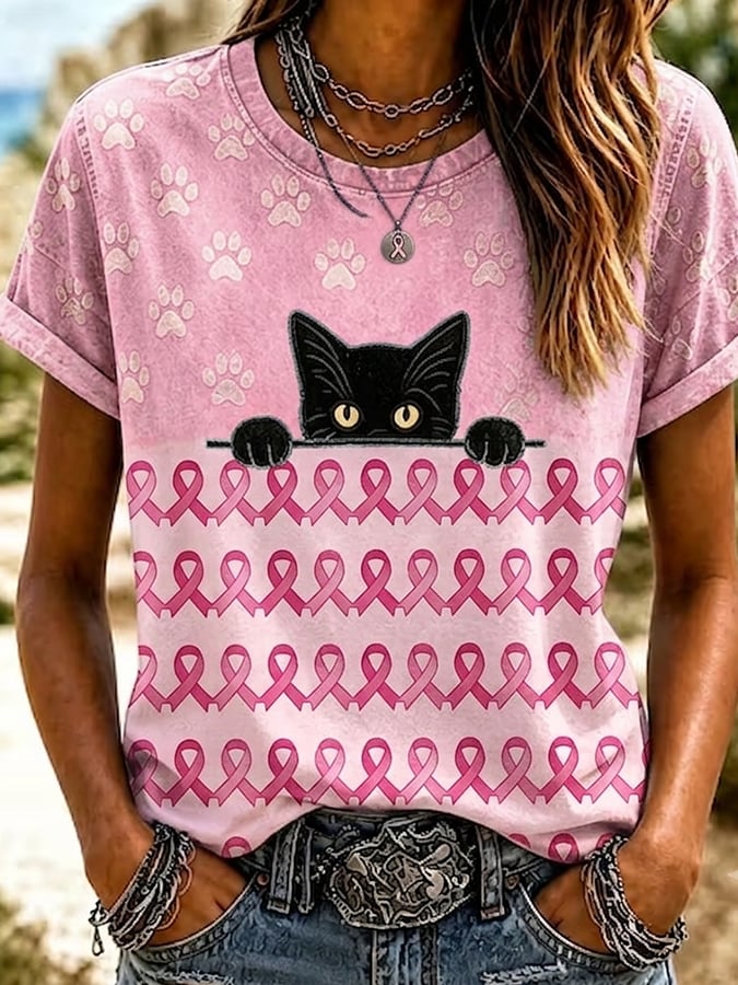 Women's Casual Breast Cancer Awareness T-Shirt