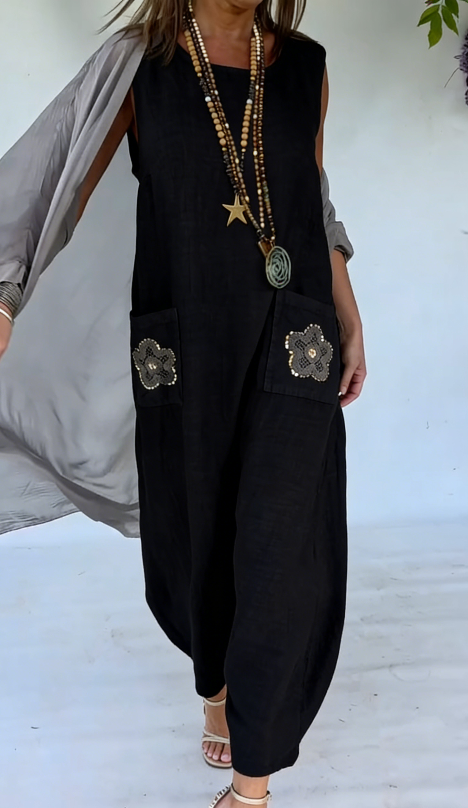 🌼 Boho Linen Cotton Pocketed Dress