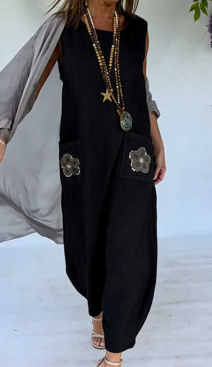 🌼 Boho Linen Cotton Pocketed Dress