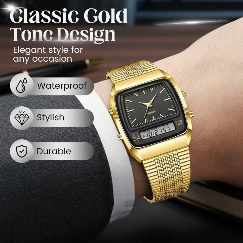 Retro Square Analog Digital Multifunction Watch for Men