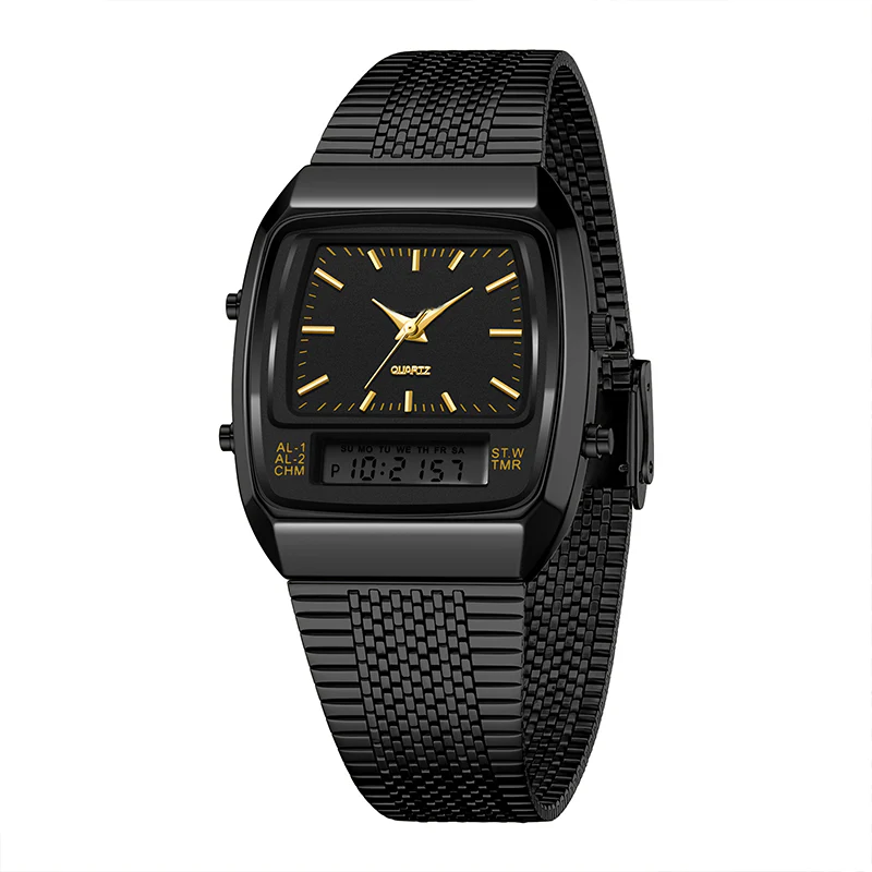 Retro Square Analog Digital Multifunction Watch for Men