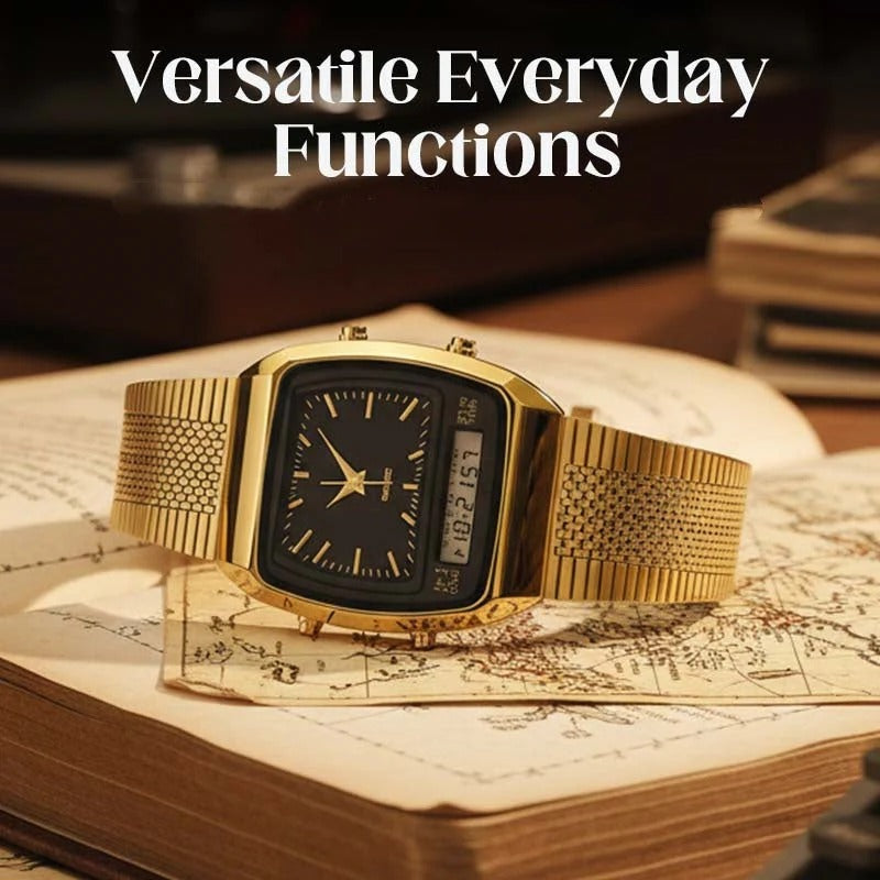 Retro Square Analog Digital Multifunction Watch for Men