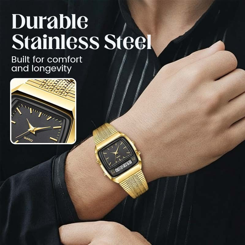 Retro Square Analog Digital Multifunction Watch for Men