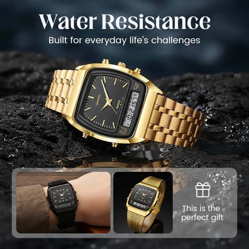 Retro Square Analog Digital Multifunction Watch for Men