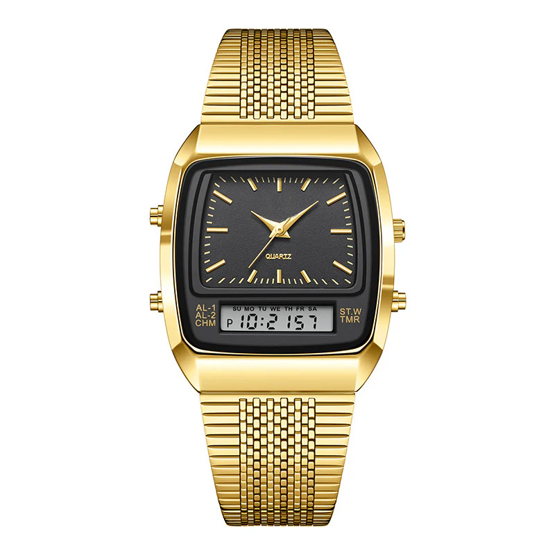 Retro Square Analog Digital Multifunction Watch for Men