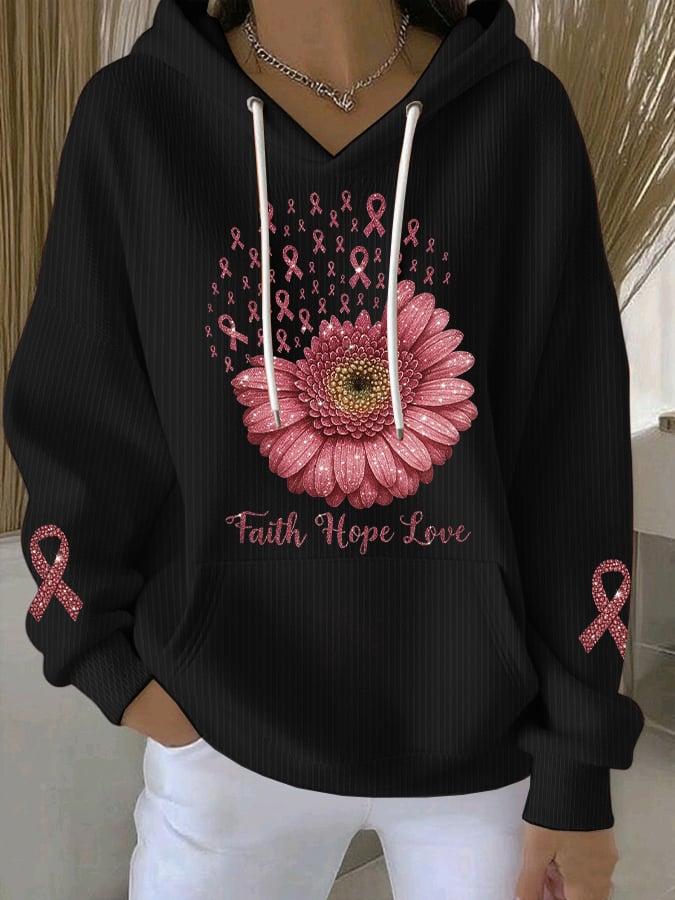 Women's Breast Cancer Awareness Print Comfort Hoodie