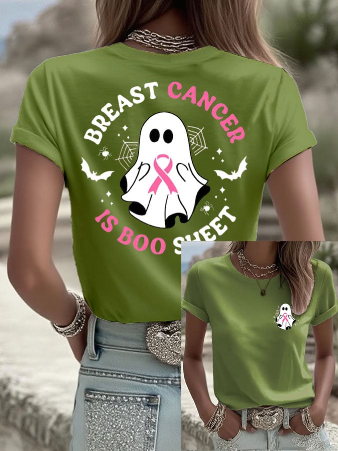 Women's Breast Cancer Print Casual T-shirt