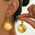 Vintage Hammered Metal Drop Earrings for Women