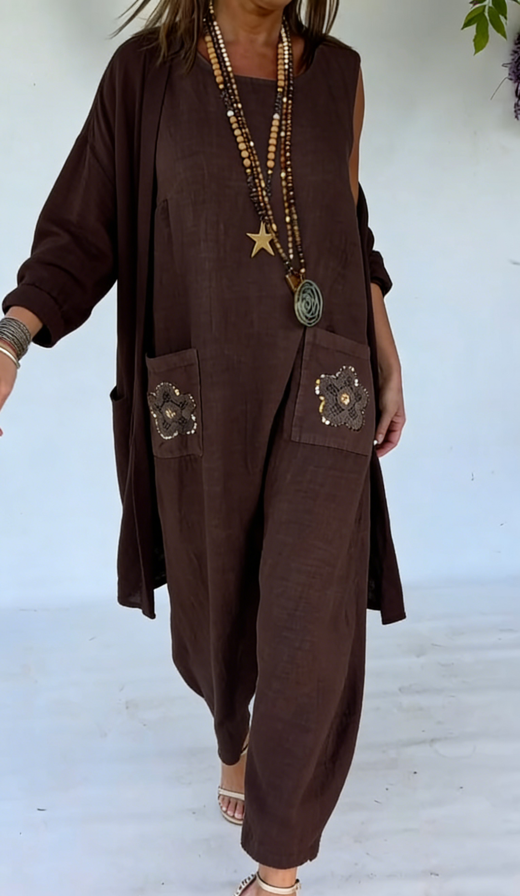 🌼 Boho Linen Cotton Pocketed Dress
