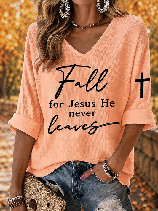 Women's Retro Fall Print Comfortable T-Shirt