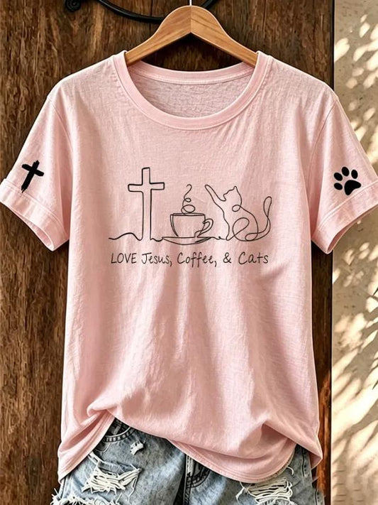Women's Casual Faith Floral Printed T-Shirt
