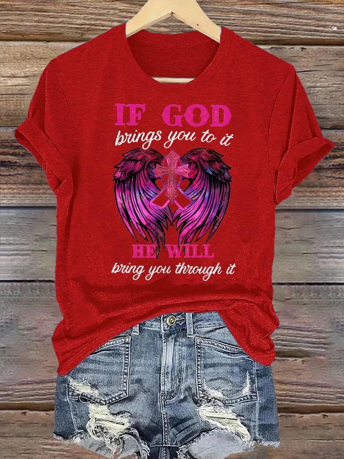 Women's  Faith & Strength: 'My God Is Stronger Than Breast Cancer' T-Shirt
