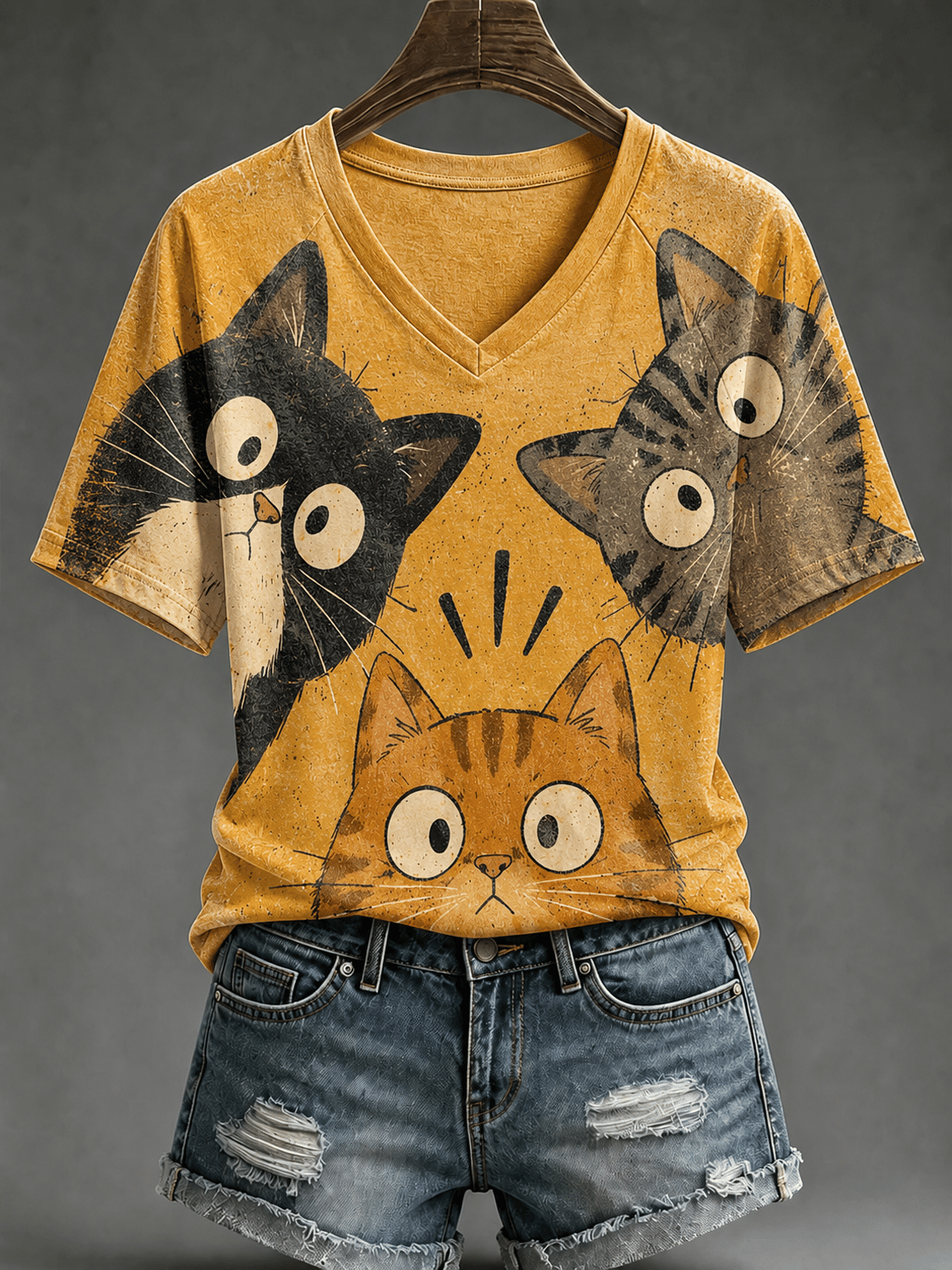 Women's Three Kitten Print Top
