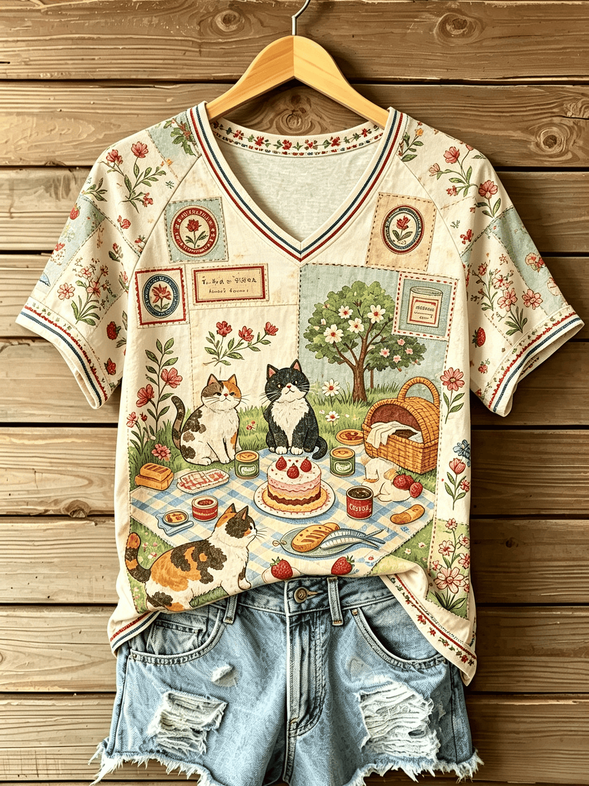 Women's Casual Afternoon Tea Animal Printed T-Shirt