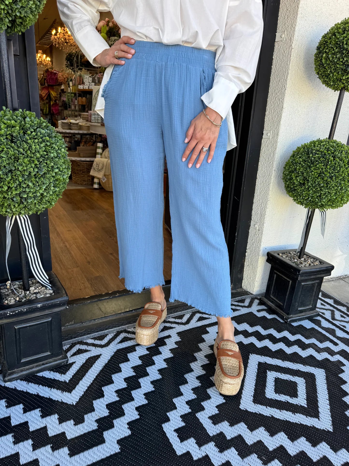 Soft Cotton Linen Cropped Pants