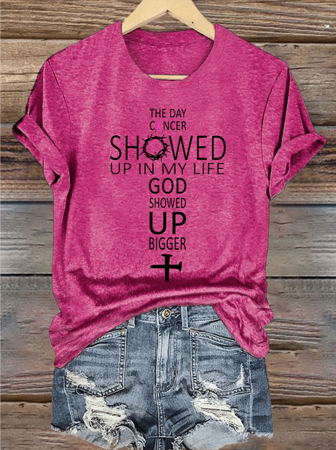 Women's  GOD SHOWED UP BIGGER  Print T-Shirt