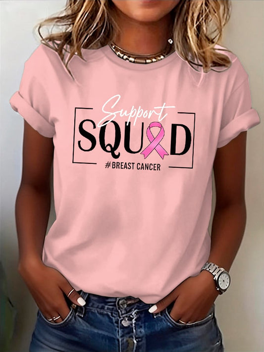 Breast Cancer Support Squad Print T-Shirt