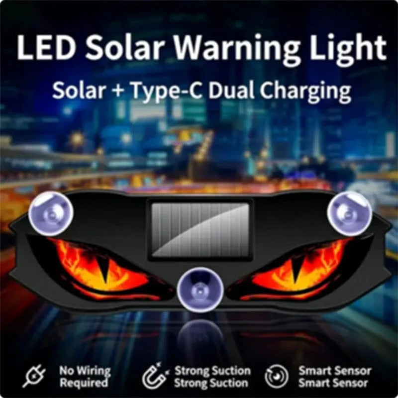 🎉 2026 Sale — Over 20,000 Sold! 🚗 Solar LED Car Warning Light – Devil Eye Design 🔥