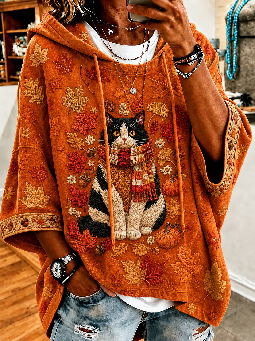 Women's Fall Animal Graphic Print Top