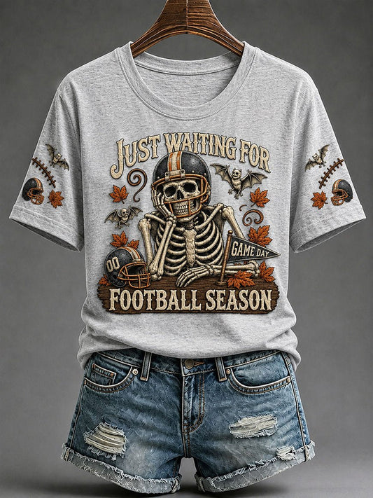 Women's Cute Football Ghost Print T-Shirt