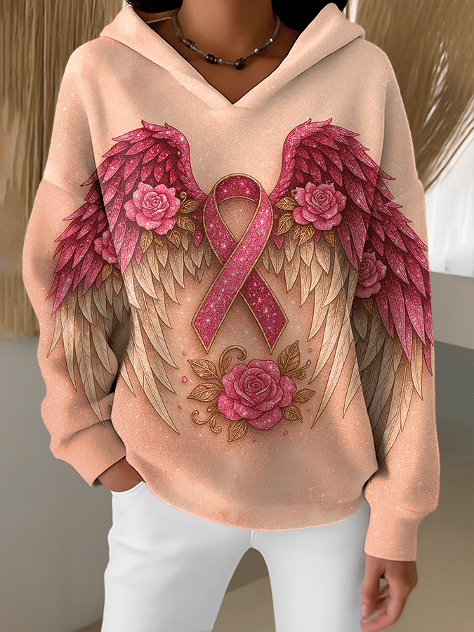 Women's Breast Cancer Awareness Print Comfort Hoodie