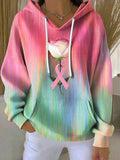 Women's Breast Cancer Print Casual Hoodie