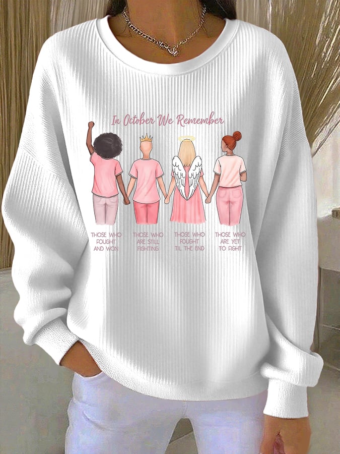 Women's Pink Print Casual Hooded Sweatshirt