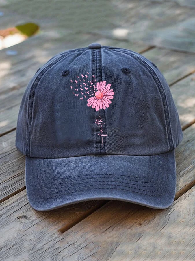 Unisex Breast Cancer Faith Print Baseball Cap