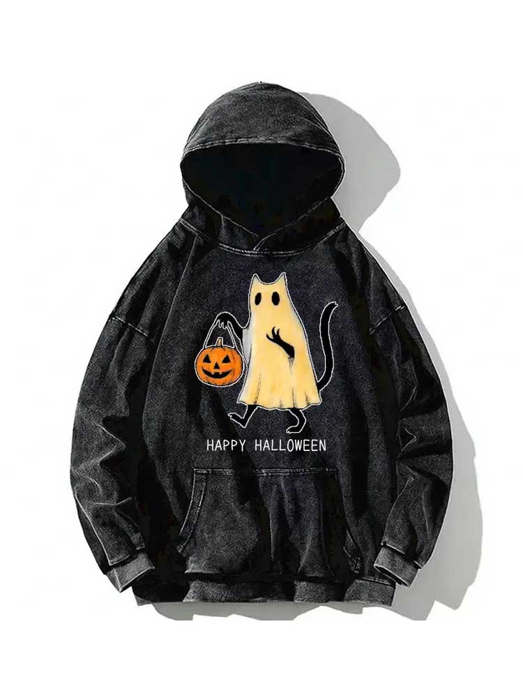 Halloween Cat Soul Washed Hoodie