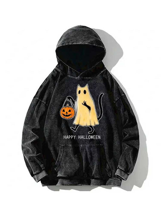 Halloween Cat Soul Washed Hoodie
