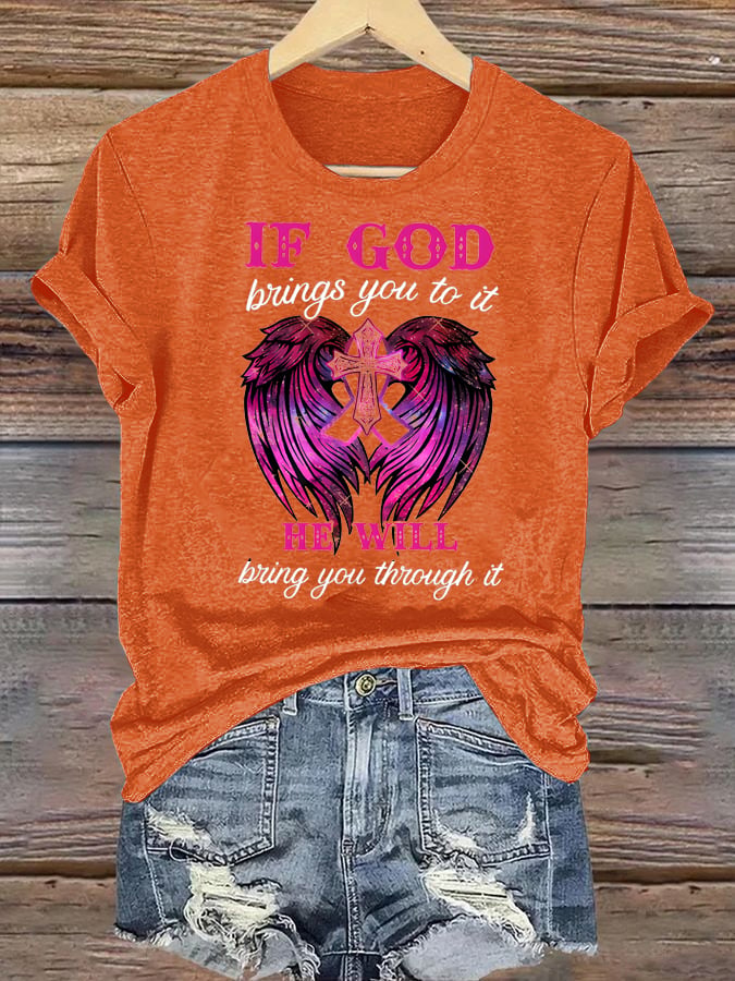 Women's  Faith & Strength: 'My God Is Stronger Than Breast Cancer' T-Shirt