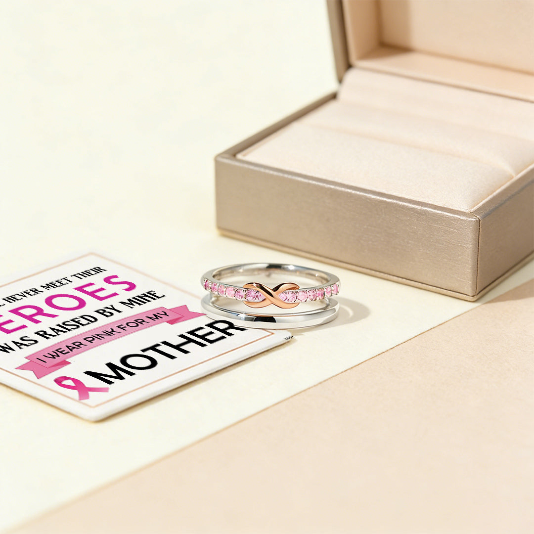 Breast Cancer Awareness-Double Layer Pink Infinity Ring