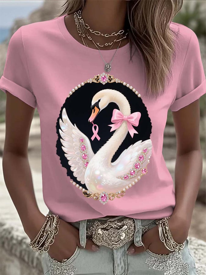 Women's Breast Cancer Awareness Print T-Shirt