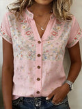 Women's Pink Floral Print Casual T-Shirt