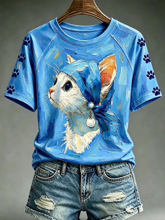 Women's Fun Cat-Print T-Shirt