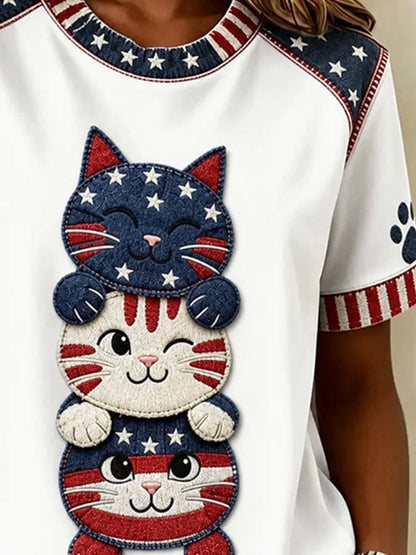 Women'S Casual Patriotic Print Top