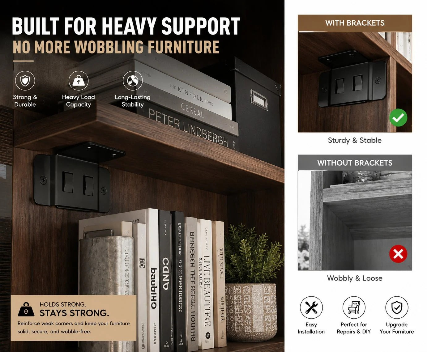 Heavy-Duty Stainless Steel Corner Brackets – Quick Fitting L Shape Furniture Joint Braces with Screws