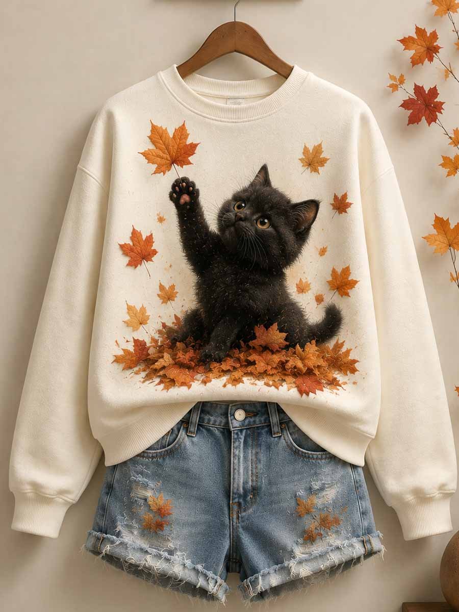 Women's Autumn Casual Animal Print Crewneck Sweatshirt