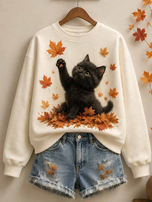 Women's Autumn Casual Animal Print Crewneck Sweatshirt