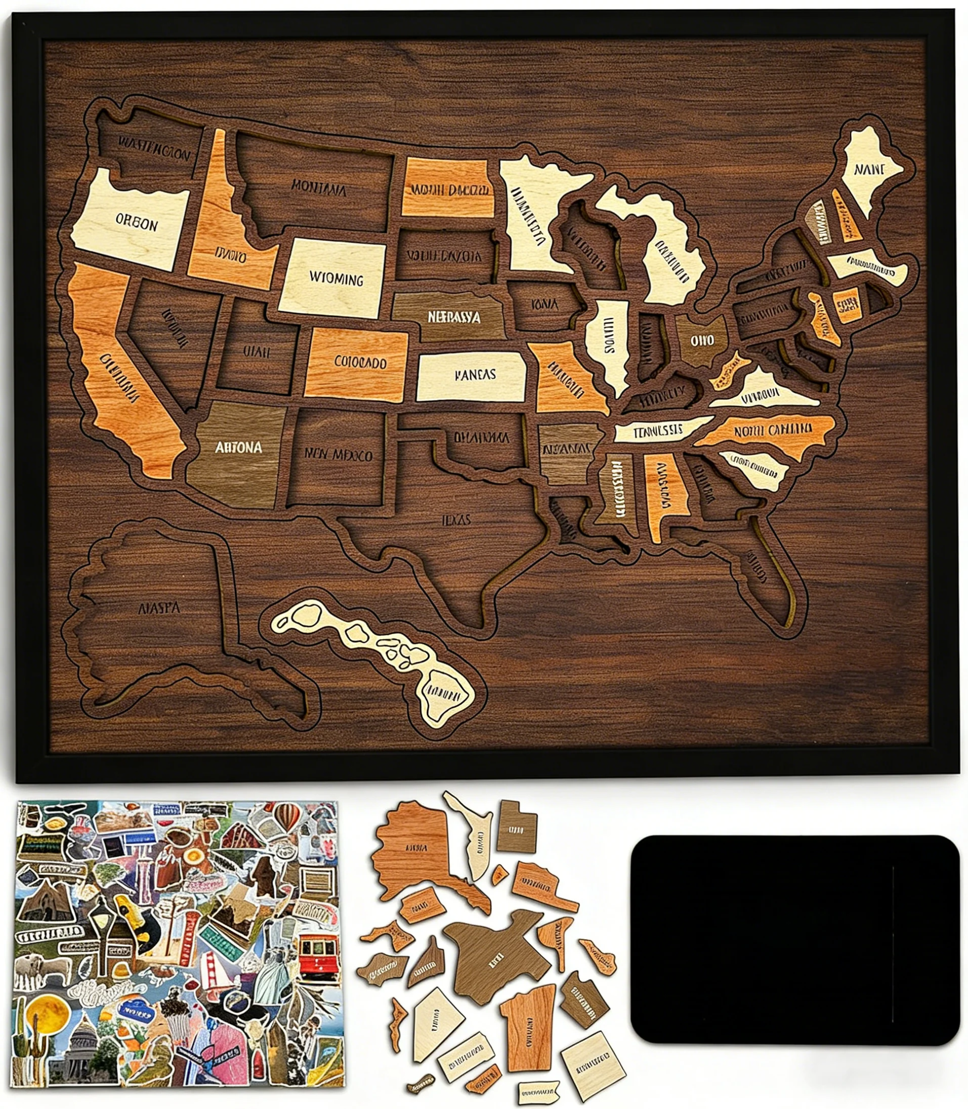 Wooden USA Travel Map Puzzle🧩A Stylish Way to Track Your Journey & Memories