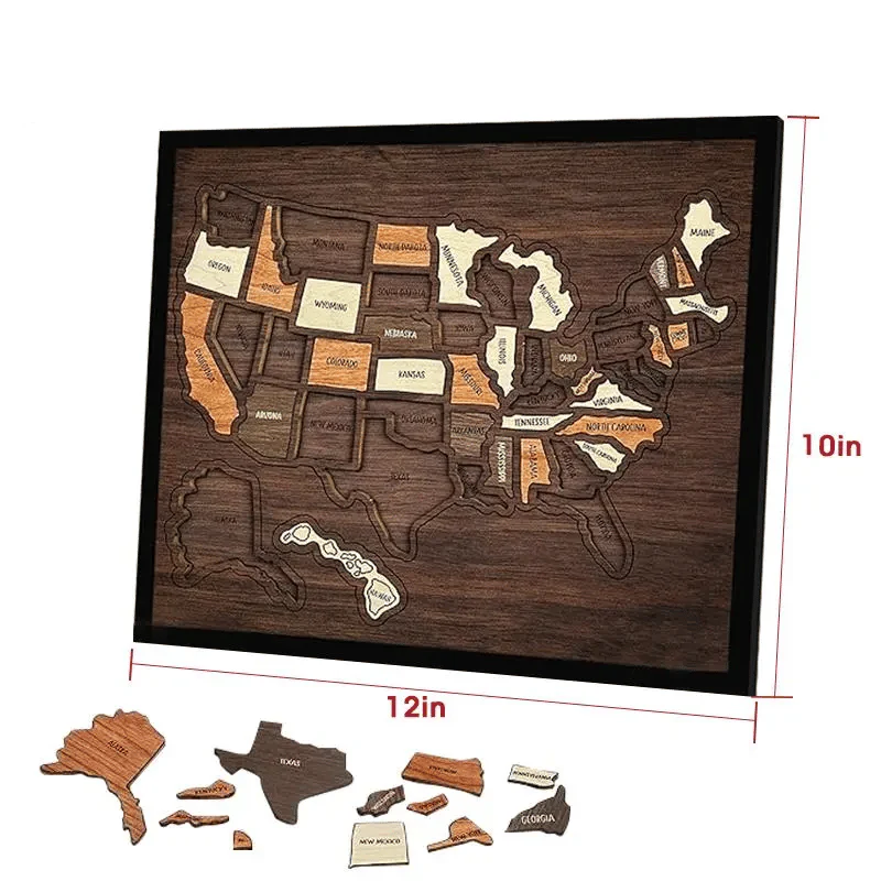 Wooden USA Travel Map Puzzle🧩A Stylish Way to Track Your Journey & Memories