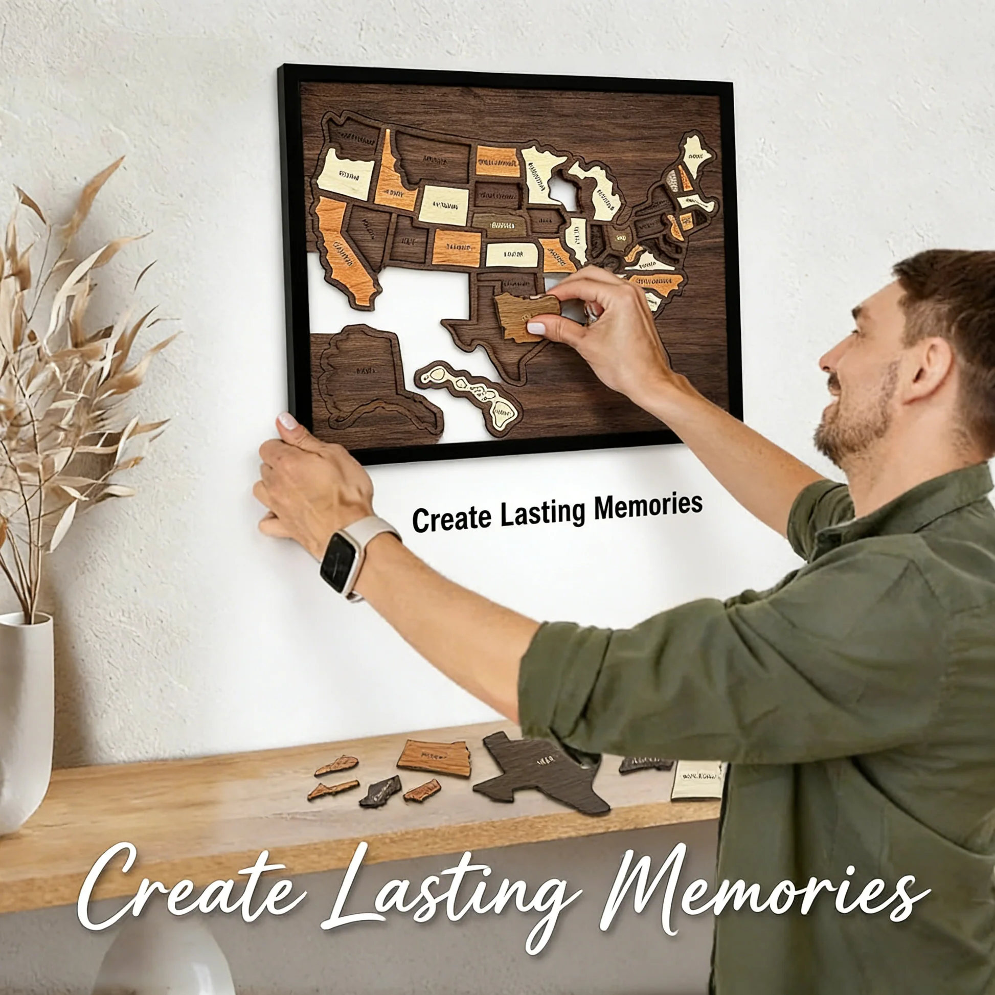 Wooden USA Travel Map Puzzle🧩A Stylish Way to Track Your Journey & Memories