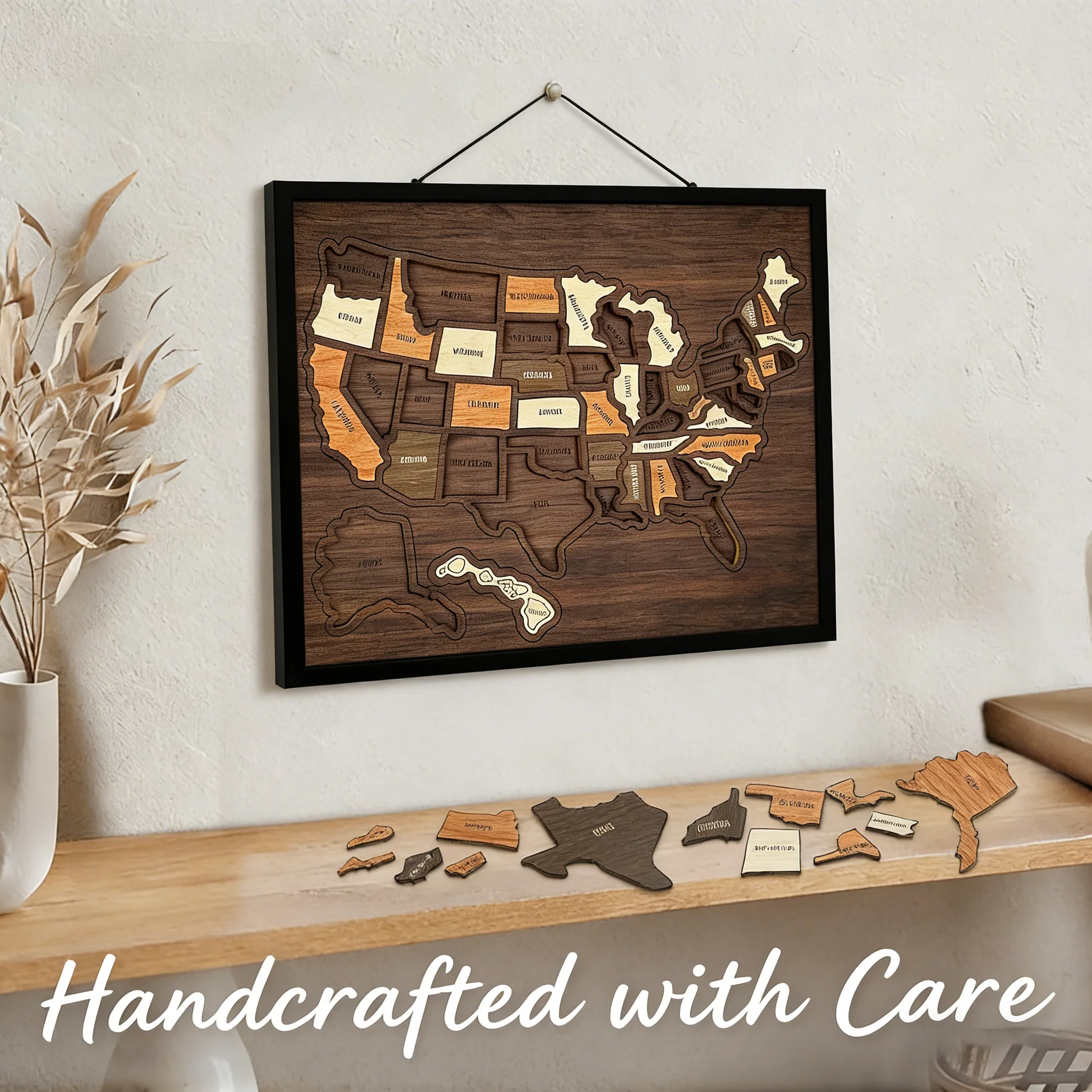 Wooden USA Travel Map Puzzle🧩A Stylish Way to Track Your Journey & Memories
