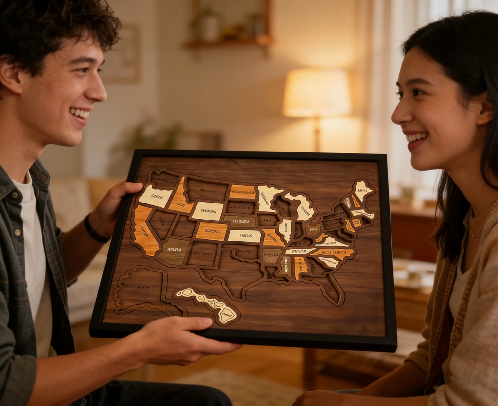 Wooden USA Travel Map Puzzle🧩A Stylish Way to Track Your Journey & Memories