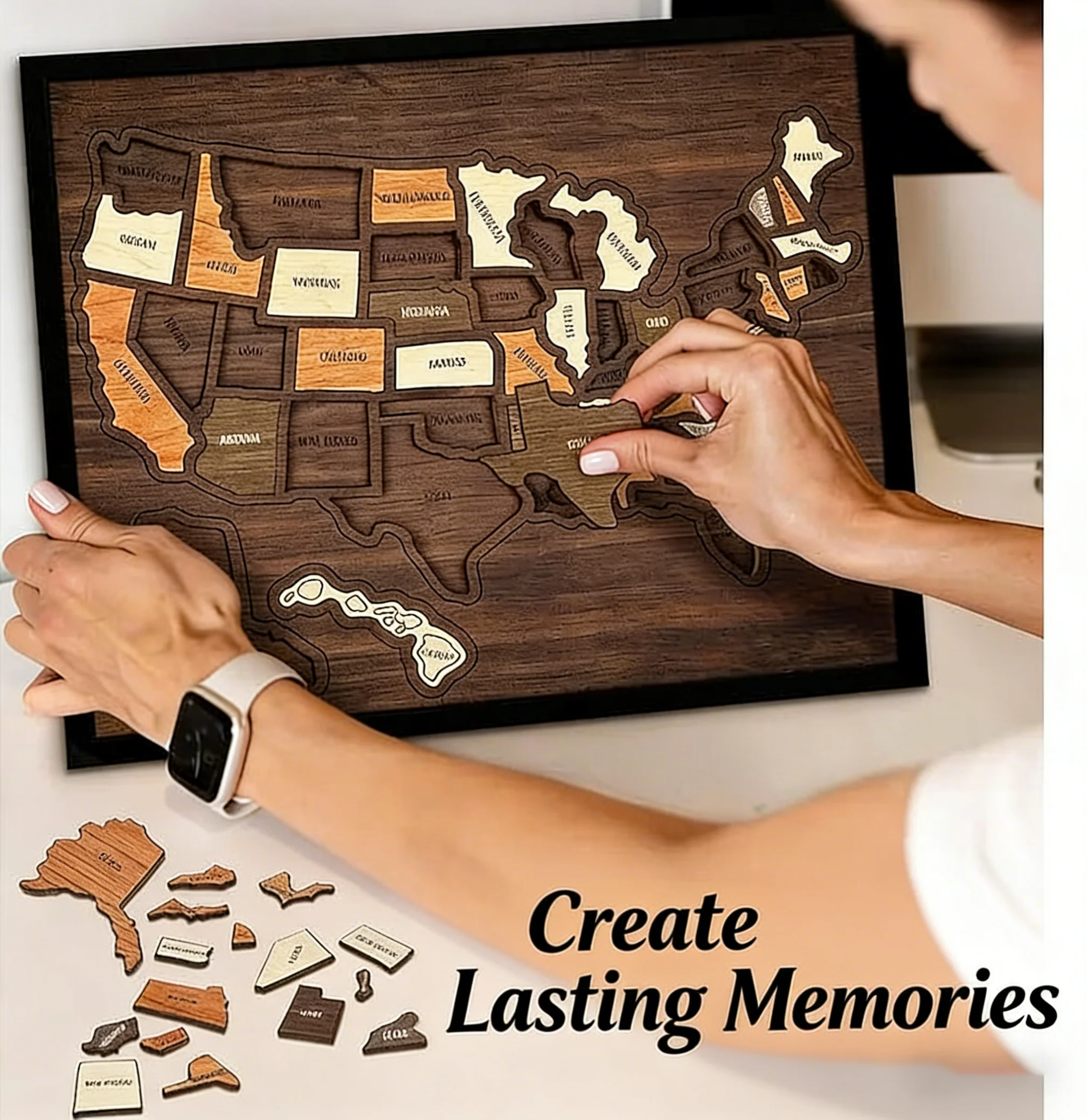 Wooden USA Travel Map Puzzle🧩A Stylish Way to Track Your Journey & Memories