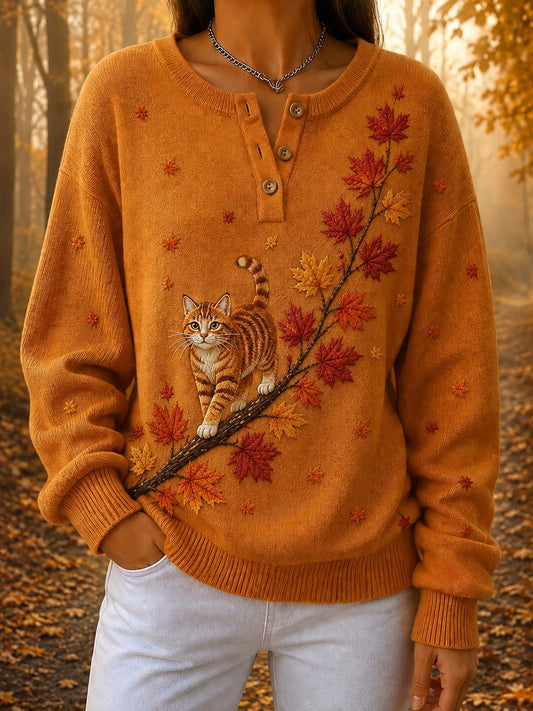 Women's Autumn Animal Print Knit Sweater