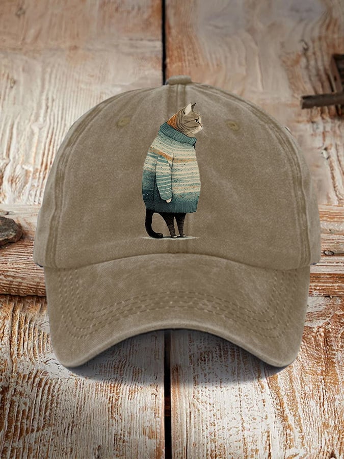 Winter Cat Print Hat