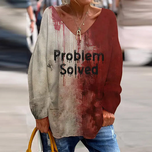 Classyhalloween Problem Solved Pattern Art Printed V-Neck T-Shirt